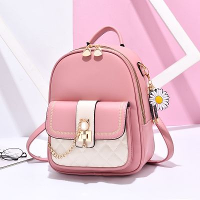 [COD] Factory direct selling backpack bag female 2021 new trendy Korean style college leather casual travel all-match