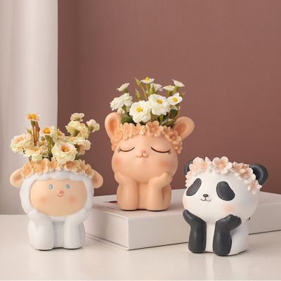 Cute Animal Resin Flower Pot Succulent Pot Planter Home Decor Indoor Decoration Desktop Ornaments Bonsai Plant Pot