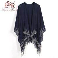 【Miki Xinyuan】 CashmereWarm PonchosCapes สำหรับผู้หญิง Foulard Femme Shawls AndStrippedFemale Bufanda Mujer