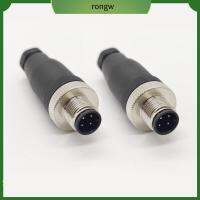 RONGW 2Pcs 12mm ครับ ขั้วต่อตัวผู้ M12 PG7 ขั้วต่อเซ็นเซอร์ เซ็นเซอร์แบบไร้สาย 4พิน ปลั๊กการบิน อุปกรณ์สำหรับอุตสาหกรรม