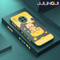 Jjlingji เคสสำหรับ Huawei Mate 30 Pro Mate 30 Lite เคสลายการ์ตูนหมีชีสบางมีน้ำค้างแข็งโปร่งใสแข็งขอบสี่เหลี่ยมกันกระแทกปลอกซิลิโคนคลุมทั้งหมดเคสนิ่ม