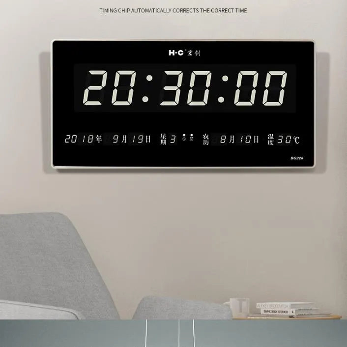 10 Inch Creative Multi Function Digital Alarm Clock Led Electronic Wall Clock 18 Inch Living Room Desktop Calendar Clock Lazada Singapore