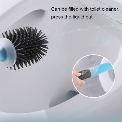 Toilet Brush Soft TPR Silicone Head Press Liquid Toilet Cleaner Wall-mounted Cleaning Brush Holder Home Cleaner WC Accessories
