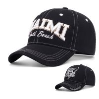 №▦✱ Vintage MAIMI/LOS ANGELES letter embroidery baseball cap for men fashion casual high quality cap for women cotton outdoor sport sun visor Hat