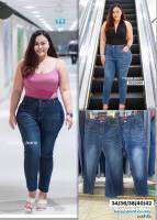 กางเกงยีนส์ขายาวเอวสูง ผ้ายืด เอว 2XL-6XL เหมาะสำหรับสาวอวบอ้วน สามารถใส่ทำงานได้ สามารถใส่เที่ยว รุ่นนี้ขาดข้าง