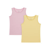 เสื้อยืดเด็กผู้หญิง Mothercare pink and yellow vest t-shirts - 2 pack YB704