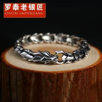 ❈  Skills old silversmith 925 bracelet male personality keel man domineering hipster lettering