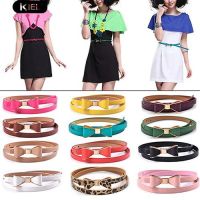 Kiel Fashion Candy Color Bowknot Faux Leather Thin Skinny Waistband Belt Sash