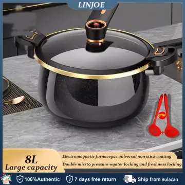 Micro Pressure Cooker, 8L Large Capacity Pressure Pot for Cooking,  Multifunctional Non-stick Micro Pressure Pot, with Glass Lid, Cooking Pot  for Gas