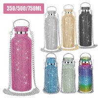 Bling Diamond Thermos ขวดแบบพกพา Glitter Rhinestone ขวดน้ำ Crossbody สแตนเลสขวดความร้อน350Ml500Ml750Ml