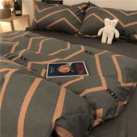 Web celebrity boys neutral washing cotton bedding four Nordic contracted quilt cover sheet dormitory three-piece suit