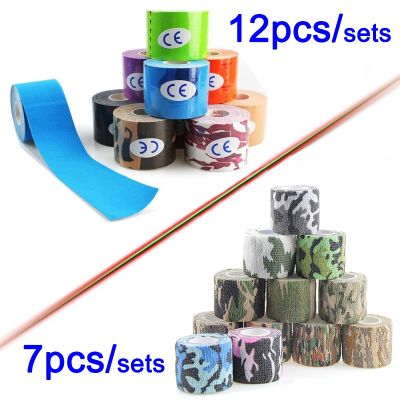 【LZ】 Sets Muscle Pain Relief Bandage Kinesiology Tape Roll Sports Running Knee Recovery Athletic Gym Fitness Protector Elastic Strap