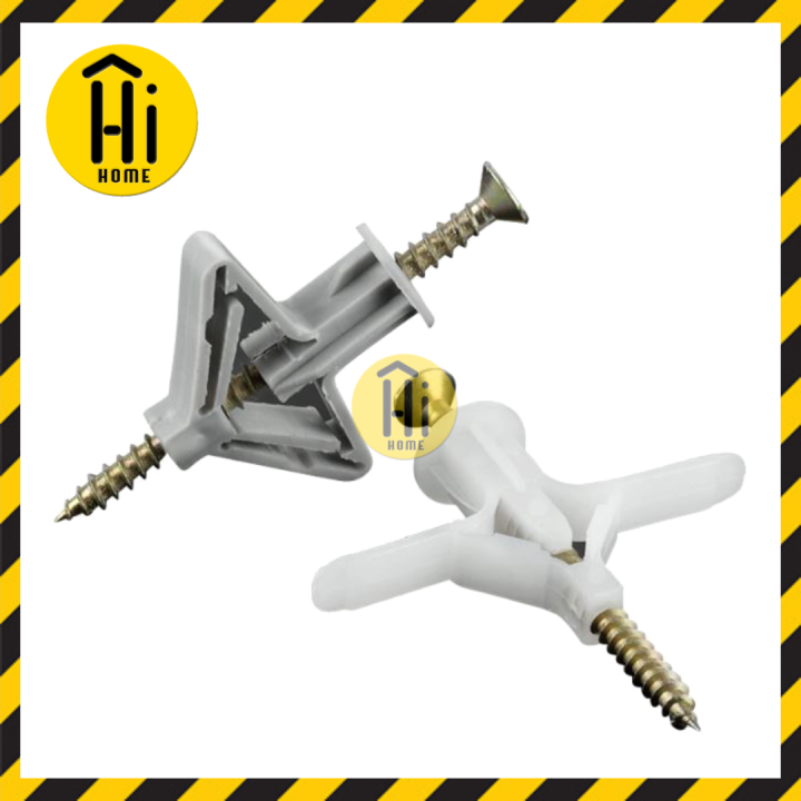 50PCS Plastic Expansion Drywall Anchor Kit with Screws Self Drilling