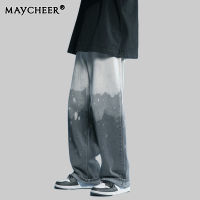 Leap Boy     MAYCHEER กางเกงยีนส์ชาย กางเกงผ้าเดนิมทรงตรงสำหรับผู้ชาย,กางเกงยีนส์แฟชั่นสไตล์เรียบง่ายกางเกงขากว้างทรงหลวมสไตล์ใหม่สำหรับฤดูร้อน