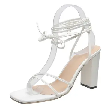 White strappy closed toe on sale heels