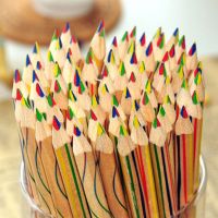10 pcs/Lot Rainbow Wood Pen Rod 4 In 1 Colored Refill Pencil Drawing Stationery Office School Students Supplies F6292 Drawing Drafting