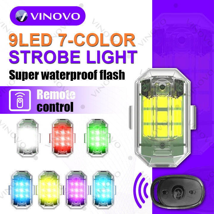 VINOVO 9LED 7 Colors Strobe Light Remote Control, Super Waterproof