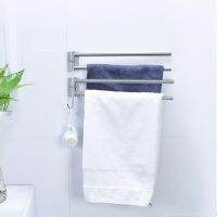 ▩✆ stainless steel rotatable towel bathroom towel rack kitchen wall-mounted folding movable towel bar