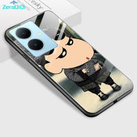 ZeroQiQi เคสเคสโทรศัพท์สำหรับ Vivo Y78 Y78 5G + อนิเมะ5G สำหรับเด็กผู้หญิงเคส Chibi Maruko Crayon สำหรับผู้ชายเคสเครื่องแต่งกายแฟชั่นเคสกระจกนิรภัยมันวาวฝาหลัง