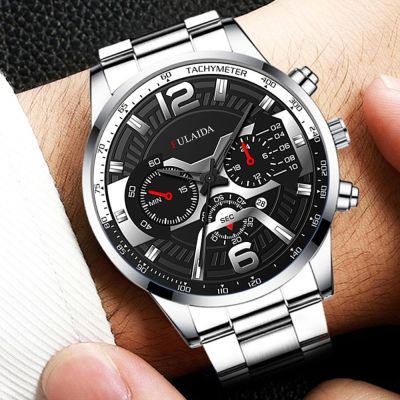 【July】 Foreign trade cross-border new fashion steel belt business watch luminous pointer with calendar quartz casual mens