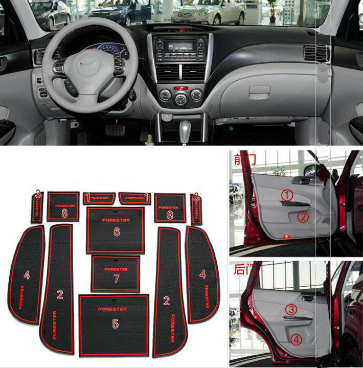 รถประตู-groove-mat-car-gate-slot-pad-ถ้วย-armrest-storage-pad-สำหรับ-subaru-forester-2009-2010-2011-2012