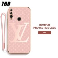 YBD เคสโทรศัพท์เจลซิลิกา LV พร้อมสายคล้องสำหรับ Huawei Y9 Prime 2019 Y7 Prime 2019 Y6 2019 คสบางพิเศษพร้อมป้องกันเลนส์