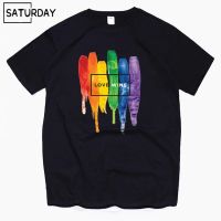 เสื้อยืดcalandfashion✺﹍2022 Pride Lgbt Gay Love Lesbian Rainbow Cotton men T Shirts 2019 Workout Love WinsS-5XL  V3GD