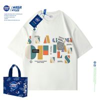 เสื้อยืดแขนสั้น คอกลม ผ้าฝ้ายแท้ ทรงหลวม ลาย Nasa สีขาว แฟชั่นฤดูร้อน สําหรับผู้ชาย