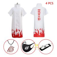 Anime Minato Namikaze Cosplay Cloak Necklace Fourth Yondaime Hokage Headband Costume Party Family Dress Anime White Cape