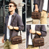 Crazy Horse หนังผู้ชายไหล่กระเป๋า Casual Man กระเป๋าถือขนาดเล็กสำหรับ7.9 " Crossbody กระเป๋าแบบพกพากระเป๋าศัพท์ชาย Messenger Baghot