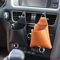 Car Outlet Vent Seat Back Tidy Storage Box PU Leather Coin Bag Case Pocket Organizer Hanging Holder Pouch Automobile Accessories