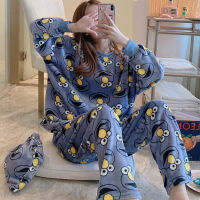 Sleepwear ผู้หญิงฤดูใบไม้ร่วงฤดูหนาวแขนยาวขนแกะปะการังหนาขนแกะนักเรียนฤดูหนาวขนแกะบวกขนาดเสื้อผ้าบ้าน