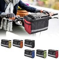 2023﹍ Bicycle Front Handlebar Bag Multifunction Portable Reflective Strip Bike Frame Pannier Shoulder Bag Organizer