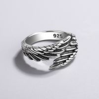 Best selling 925 Stamp Rings Fashion Hip Hop Vintage Couples Creative Wings Design Thai Silver Party Jewelry Birthday Gifts