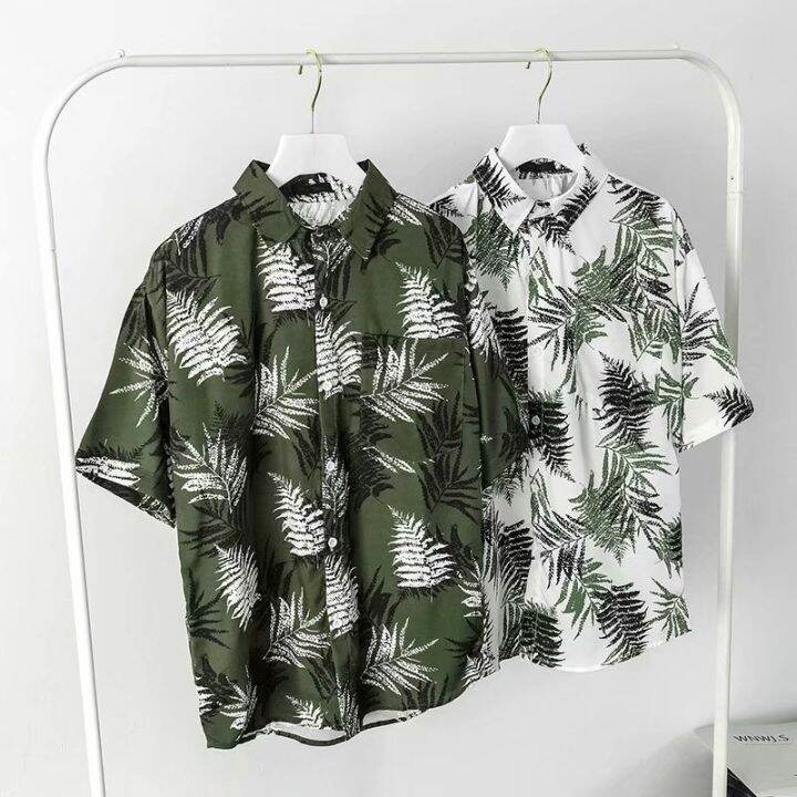 เสื้อเปิดเสื้อแขนสั้นมีปกสำหรับผู้ชายลายดอกไม้เสื้อฮาวาย-m-3xl-camisa-เสื้อชายหาดเสื้อเชิ้ตลำลองกระดุมแนวสตรีท