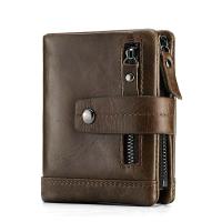 GZCZ Genuine Leather Men Wallets Purse Money Bag Fashion Male Vallet Photo Card Holder Coin Purse Wallet Man Zipper Pouch