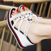 In the summer of 2022 new high-heeled wedge boximiya style weave sandals women outside slippers big yards