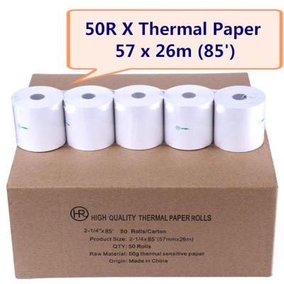 【✎】 （hgestore） 50X กระดาษพิมพ์ใบเสร็จความร้อนม้วน2 1/4 X กระดาษพิมพ์ใบเสร็จระบายความร้อน POS คุณภาพสูง57 50
