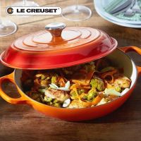 LE CREUSET ฝรั่งเศสนำเข้าเคลือบหม้อเหล็กหล่อ26เซนติเมตรอาหารทะเลหม้อกระทะนึ่งนึ่งหม้อสตูว์