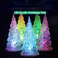 【CW】 LED Acrylic Christmas Tree Children  39;s Luminous Toys Colorful Crystal Shining Nightlight Christmas Gift