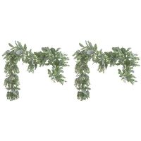 2Pcs Lambs Ear Garland Greenery and Eucalyptus Vine / Light Colored Flocked Leaves Soft and Drapey Wedding