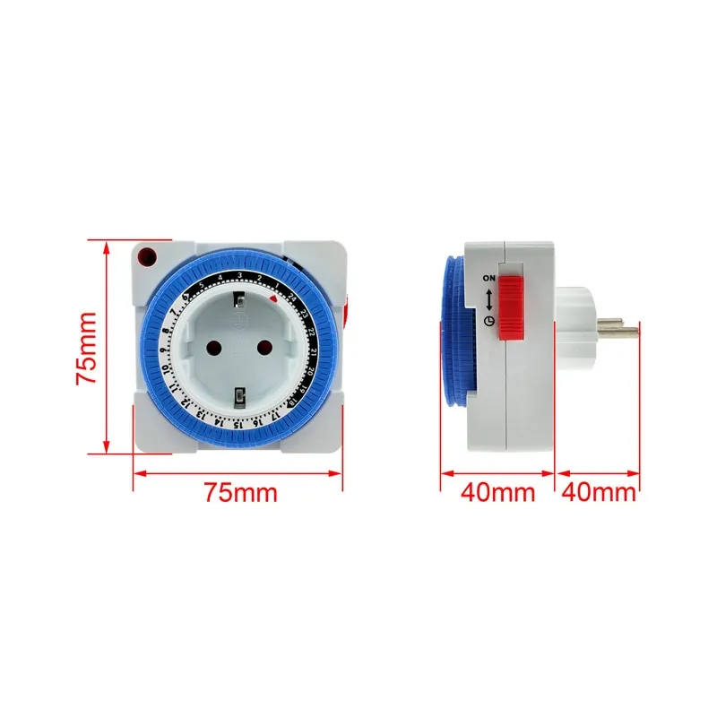 EU Timer Switch Timer 24 Hours Plug in Mechanical Grounded