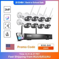 ระบบกล้องรักษาความปลอดภัยระบบไร้สาย ZOSI 8CH 2K H265 + 3MP Wifi NVR ระบบระบบเฝ้าระวังแบบไร้สายกล้องวงจรปิดกันน้ำกลางแจ้ง