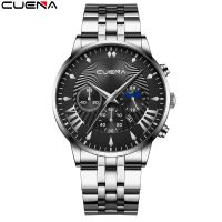 CUENA Fashion Watch for Men Luxury Men Business Casual Stainless Steel Quartz Wristwatch Sport Waterproof Date Clock Gift