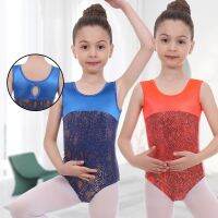 หญิงแฟชั่นยิมนาสติกบัลเล่ต์ Leotards สำหรับ3-12ปี Bronzing Patchwork Comfort Breathable Bodysuit Dancewear