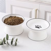 Cute Pet Bowl Cartoon Pet Feeder High-foot Single Mouth Skidproof Ceramic Dog Cat Food Bowls Pets Drinking Feeding Container