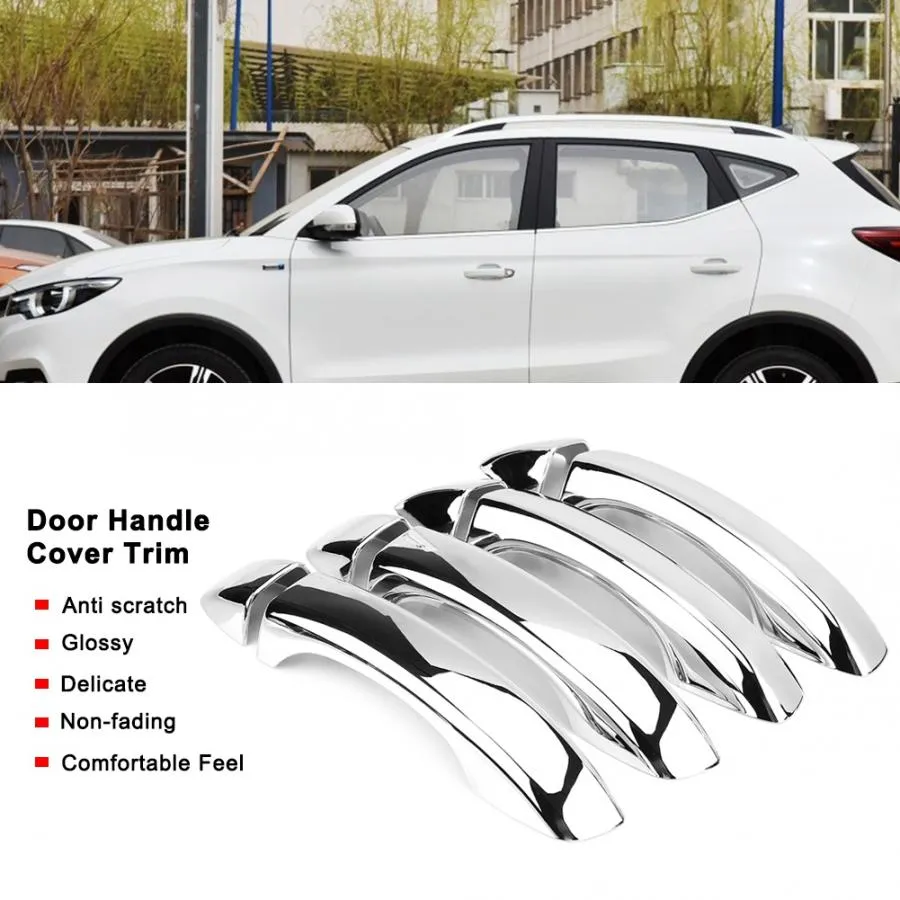 8pcs Car Door Handle Cover Trim for MG Zs Suv 2018-2019 black/carbon fiber