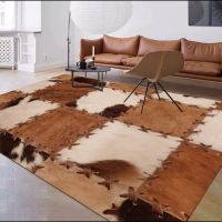 【SALES】 Modern imitation cowhide carpet for living room washable rugs for bedroom luxury living room decoration Large area Lounge Rug