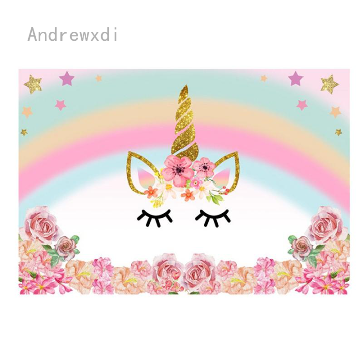 rainbow-unicorn-birthday-backdrop-pink-floral-unicorn-backdrops-7x5ft