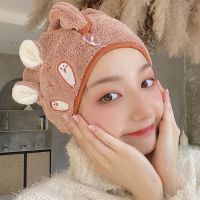 Cartoon Dry Hair Towel Cap Coral Fleece Shower Cap Absorbent Quick-Drying Turban Thickened Women Children Cute Dry Hair Towel Towels